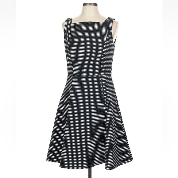 RALPH LAUREN Fit & Flare Dress Navy Ivory Polka Dot Size 10 $158 EUC KL - Picture 9 of 14